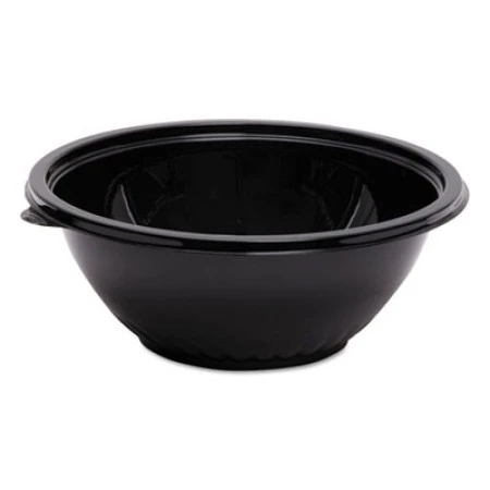 WNA Caterline Pack N' Serve Black Plastic Bowl, 80 Oz., 25/Case