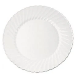 Classicware White Plastic Plates, 9", 180/Carton