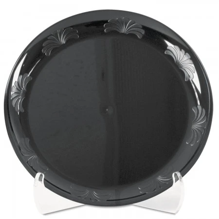 Designerware Black Plastic Plates, 9", 180/Carton