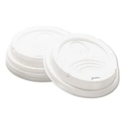 Dixie Drink-Thru Lid, Fits 8 Oz. Hot Drink Cups, White, 1000/Carton