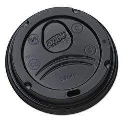 Dixie Black Plastic Drink-Thru Lids, Fits 10 - 20 Oz Cups, 1000Carton
