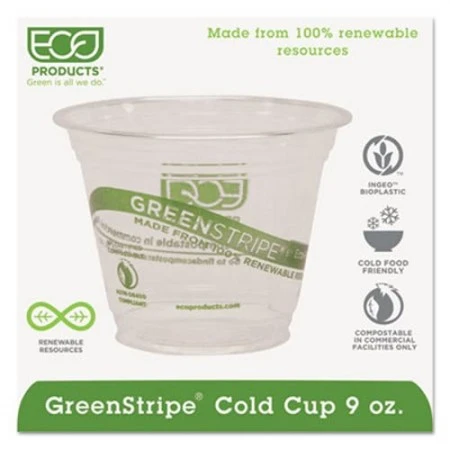 Eco-Products GreenStripe Renewable Cold Cups, 9 Oz. 1000/Carton