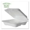Eco-Products Vanguard Renewable And Compostable Sugarcane Clamshells, 3-Compartment, 9" W X 9" D X 3" H, 200/Carton