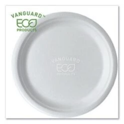 Eco-Products Vanguard Renewable And Compostable Sugarcane Plates, 10", 500/Carton