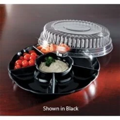 Emi Yoshi EMI-301CP Round Plastic 6 Compartment Tray / Dome Lid 12" - 12 Sets