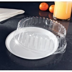 Emi Yoshi EMI-520CP Round Black Plastic Deli Max Tray / Dome (OPS) 12" - 25 Sets