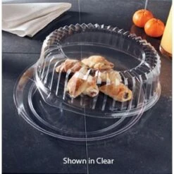 Emi Yoshi EMI-540CPP Round Black Plastic Deli Max Tray / Dome Lid (PET) 14" - 25 Sets