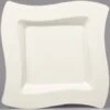 Fineline Settings 109-BO Wavetrends Bone Square Plastic Dinner Plate 9-1/2" - 10 Doz
