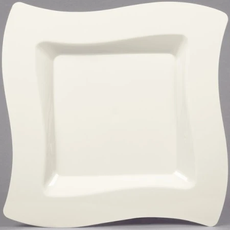 Fineline Settings 109-BO Wavetrends Bone Square Plastic Dinner Plate 9-1/2" - 10 Doz