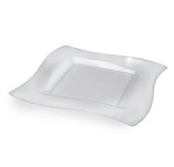 Fineline Settings 109-CL Wavetrends Clear Square Plastic Dinner Plate 9-1/2" - 10 Doz