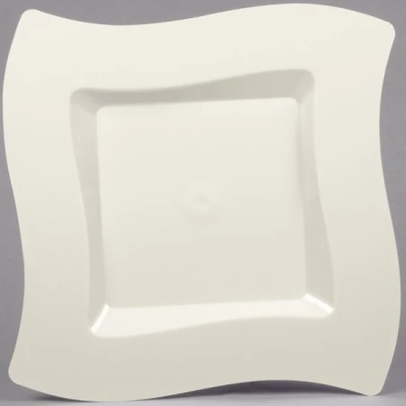 Fineline Settings 110-BO Wavetrends Bone Square Plastic Dinner Plate 10-3/4" - 10 Doz