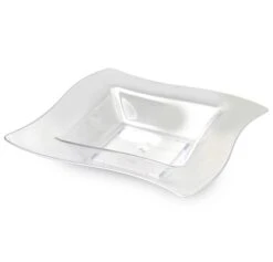 Fineline Settings 112-CL Wavetrends Clear Square Soup Bowl 12 Oz. - 10 Doz