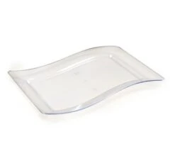 Fineline Settings 1410-CL Wavetrends Clear Rectangular Plastic Dinner Plate 10" X 15-3/4" - 10 Doz