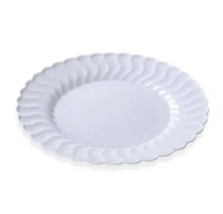 Fineline Settings 209-WH Flairware White Plastic Dinner Plate 9" - 15 Doz