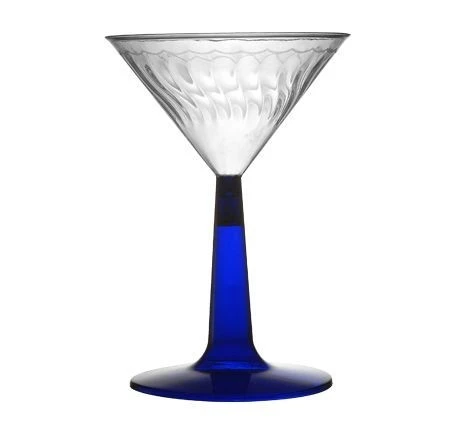 Fineline Settings 2306-BL Flairware Plastic Martini Glass With Blue Base 6 Oz. - 8 Doz