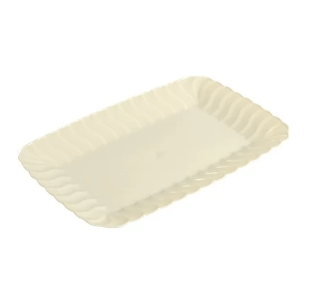 Fineline Settings 257-BO Flairware Bone Plastic Snack Tray 5" X 7" - 21 Doz