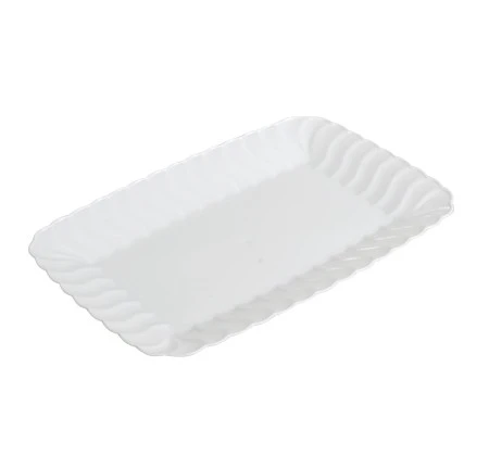 Fineline Settings 257-WH Flairware White Plastic Snack Tray 5" X 7" - 21 Doz