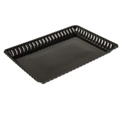 Fineline Settings 294-BK Flairware Black Plastic Rectangular Serving Tray 9" X 13" - 4 Doz