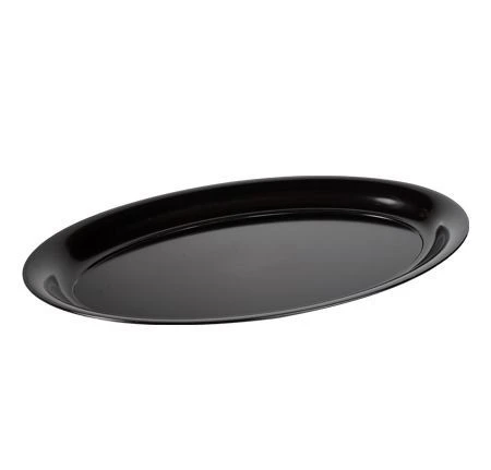 Fineline Settings 483.BK Platter Pleasers Black Oval Plastic Serving Tray 11" X 16" - 25 Pcs