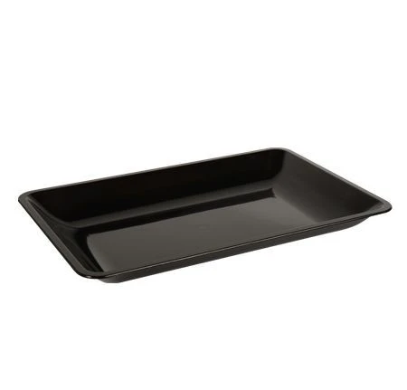 Fineline Settings RC473.BK Platter Pleasers Black Rectangular Plastic Serving Tray 12" X 18" - 20 Pcs