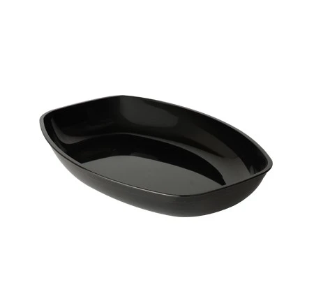 Fineline Settings 3525-BK Platter Pleasers Black Plastic Luau Bowl 1 Qt. - 50 Pcs