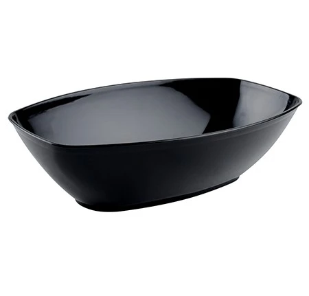 Fineline Settings 456.BK Platter Pleasers Black Plastic Oval Luau Bowl 90 Oz. - 50 Pcs