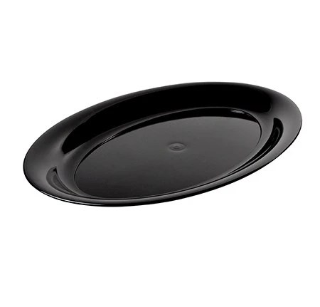 Fineline Settings 484.BK Platter Pleasers Black Oval Plastic Serving Tray 14" X 21" - 20 Pcs
