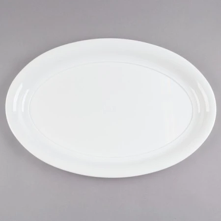 Fineline Settings 484.WH Platter Pleasers White Oval Plastic Serving Tray 14" X 21" - 20 Pcs
