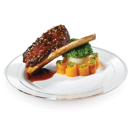 Fineline Settings 510-WH White With Silver Rim Plastic Plate 10" - 10 Doz