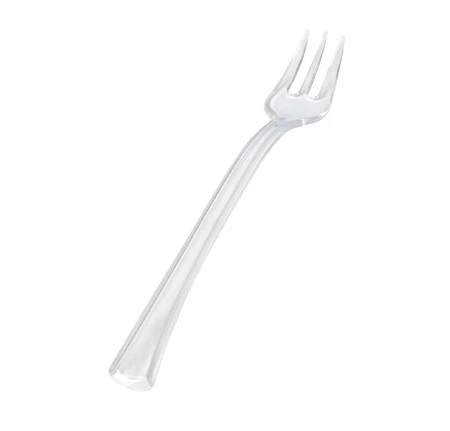 Fineline Settings 6500-CL Tiny Temptations Tiny Tines Clear Plastic Tasting Fork 4" - 80 Doz