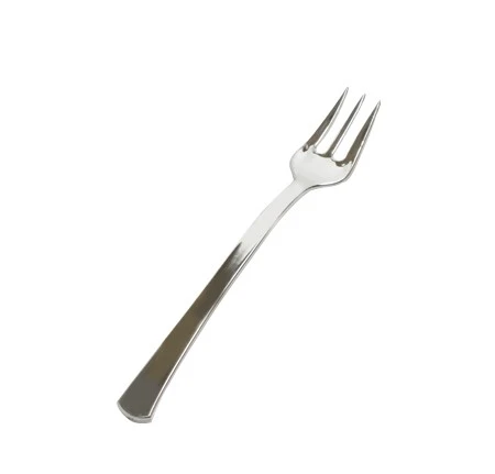 Fineline Settings 6500-SV Tiny Temptations Tiny Tines Silver Plastic Tasting Fork 4" - 80 Doz