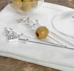 Fineline Settings 6506 Tiny Temptations Silver Plastic Cocktail Picks 4" - 80 Dozen