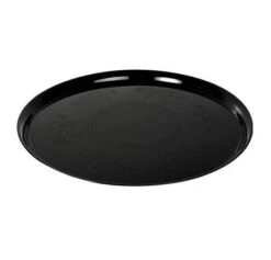Fineline Settings 7201-BK Platter Pleasers Supreme Black Round Plastic Serving Tray 12" - 25 Pcs
