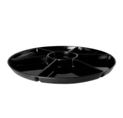 Fineline Settings D16777.BK Platter Pleasers Black Plastic Low 7-Compartment Tray 16" - 1 Doz