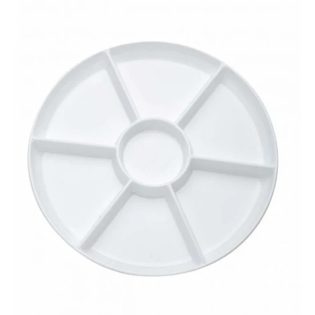 Fineline Settings D16777.WH Platter Pleasers White Plastic Low 7-Compartment Tray 16" - 1 Doz