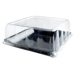 Fineline Settings DDSQ1010.L Platter Pleasers Black Square Plastic Dome Lid 10" X 10" - 50 Pcs