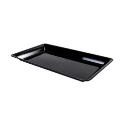 Fineline Settings RC471.BK Platter Pleasers Black Rectangular Plastic Serving Tray 10" X 8" - 25 Pcs