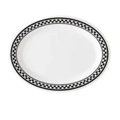 GET Enterprises OP-950-X Diamond Chexers Melamine Oval Platter 9-3/4" X 7-1/4" - 2 Doz