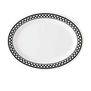GET Enterprises OP-950-X Diamond Chexers Melamine Oval Platter 9-3/4" X 7-1/4" - 2 Doz