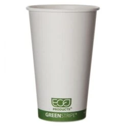 GreenStripe Renewable & Compostable Paper Hot Cups - 16 Oz., 50/Pack, 20 Pack/Carton