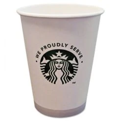 Starbucks Paper Hot Cups, 12 Oz., White With Green Logo, 1000/Carton