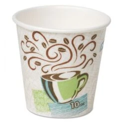 Dixie Paper Hot Cups, 10 Oz., Coffee Dreams Design, 500/Carton