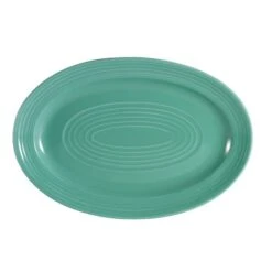 CAC China TG-14-G Tango Green Oval Platter 13 5/8" - 1 Doz