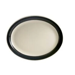 CAC China R-13NR-BLK Rainbow Black Narrow Rim Oval Platter 11 1/2" - 1 Doz