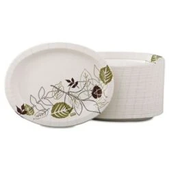 Dixie Pathways Heavyweight Oval Platters, 8 1/2 X 11, Green/Burgundy, 500/Carton