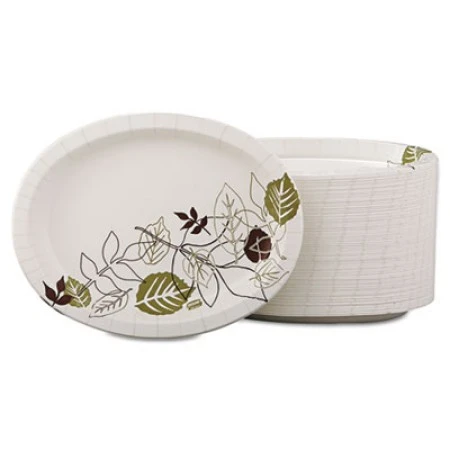 Dixie Pathways Heavyweight Oval Platters, 8 1/2 X 11, Green/Burgundy, 500/Carton