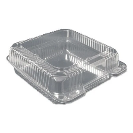 Plastic Clear Hinged Containers, 9 X 9, Clear, 200/Carton