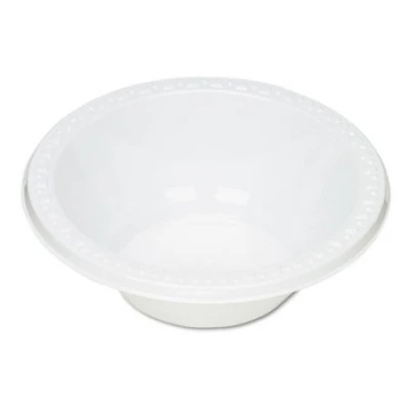Plastic Dinnerware, Bowls, 12oz, White, 125/Pack