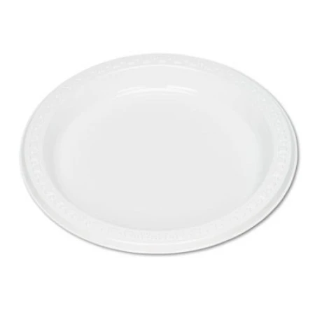 White Plastic Dinnerware Plates, 7", 125/Pack
