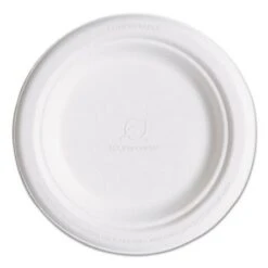 Eco-Products Renewable & Compostable Sugarcane Plates, 6", 1000/Carton